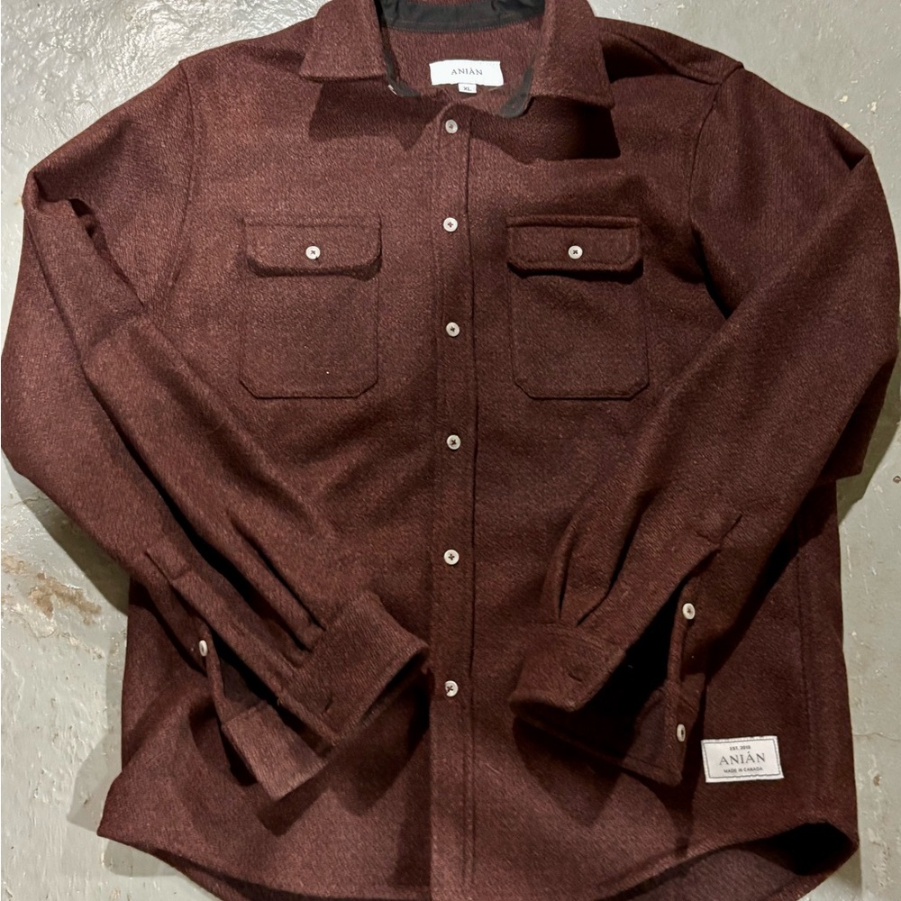 Anian Burgundy Wool Shacket/Button Up made in Canada